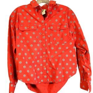 PS Sport Red Southwestern Top Size SP Cotton 2 Pockets Retro Long Sleeve